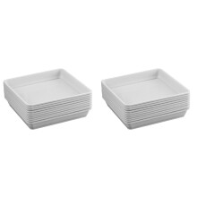 20Pcs Small Plant Pots Saucer White Square Resin Tray for Planting