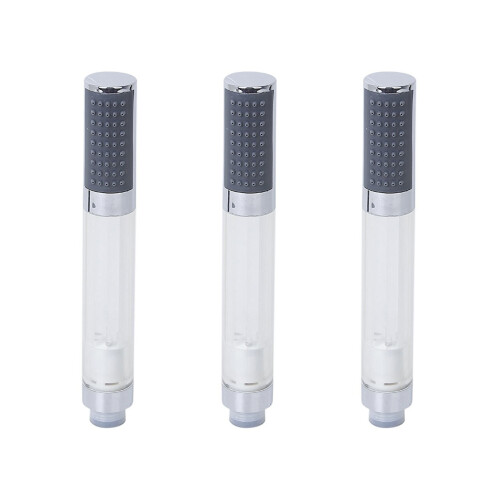 3Pcs Bathroom LED Showerhead Round Bar Hand White