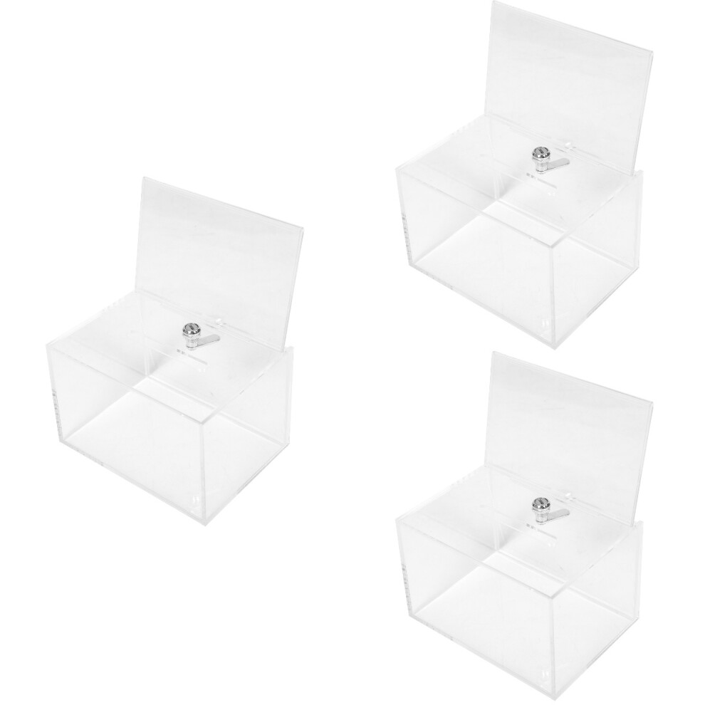 3Pcs Wall Mount Acrylic Mailbox Large Capacity Lockable Suggestion Box 3702192839617