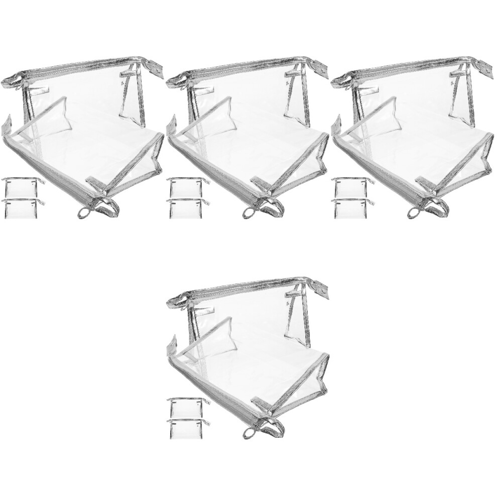 Ohphcall Silver 16Pcs Pvc Travel Cosmetic Bag Clear Makeup Organizer Pouch