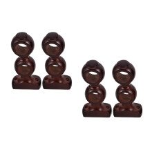 4Pcs Dual Bracket Wooden Curtain Rod Holders Coffee for Window
