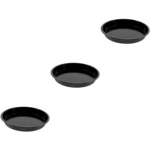 3Pcs Round Black Carbon Steel Pizza Tray Oven Bakeware