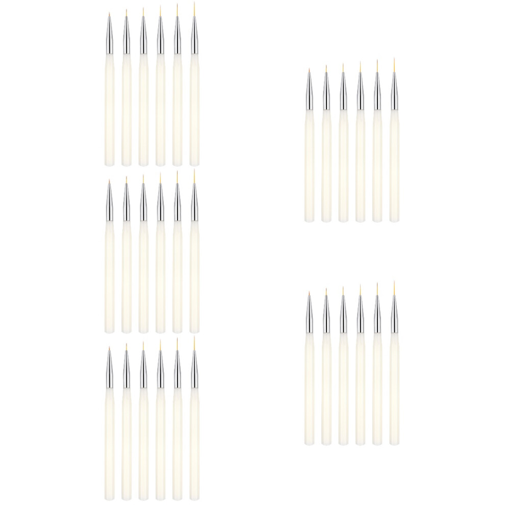 Vaguelly White 30Pcs Nail Art Brush Pens Thin Liner For Manicure Nail Design