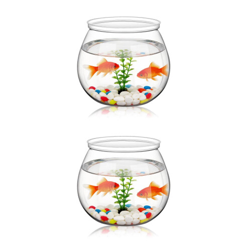 2Pcs Transparent Plastic Fish Bowls Small Portable Decorative Tanks