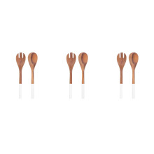 6Pcs Wood Mixing Spoons Brown Long Handle Wooden Kitchen Serving Tools