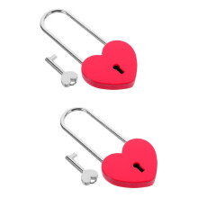 2Pcs Rosy Zinc Alloy Heart Shaped Luggage Locks for Travel and Decor