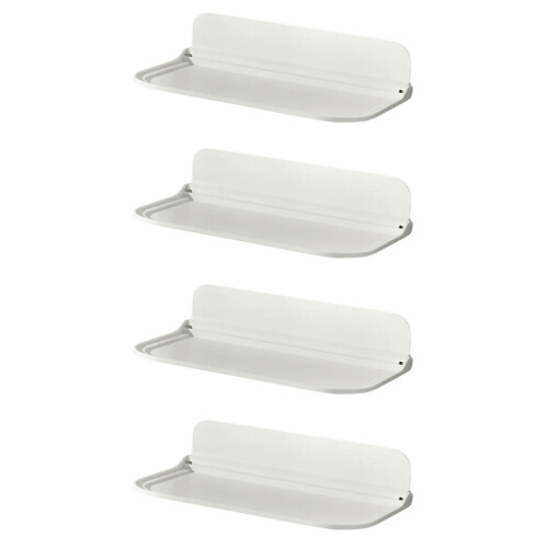 4Pcs Bathroom Wall Mounted Foldable Floating Shelf White PP