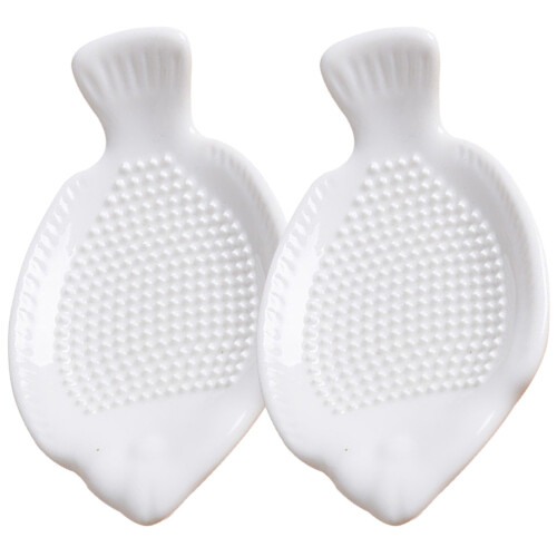 2Pcs Ceramic Plate Garlic Mincer Ginger Grinder Kitchen Tool