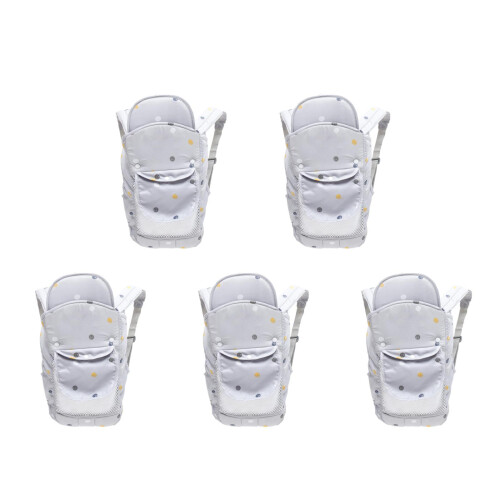 5Pcs Premium Polyester Baby Carrier Ergonomic Adjustable Light Grey
