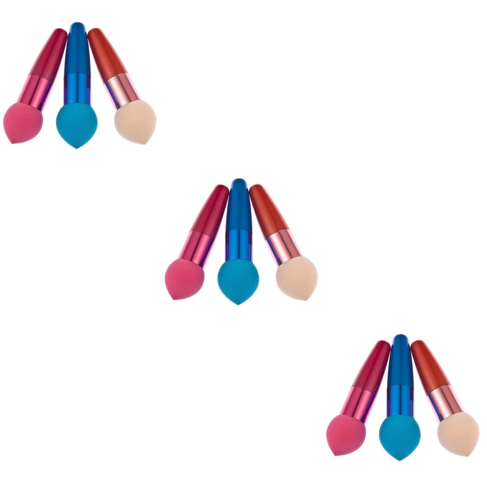 Totority 9Pcs Assorted Color Makeup Brush Set Sponge Cosmetic Tools For Women