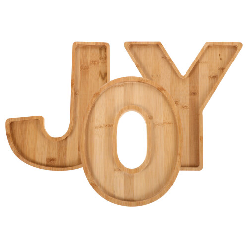 6Pièces Plateau Snack Bambou Khaki Lettre Joy Pour Réceptions 2
