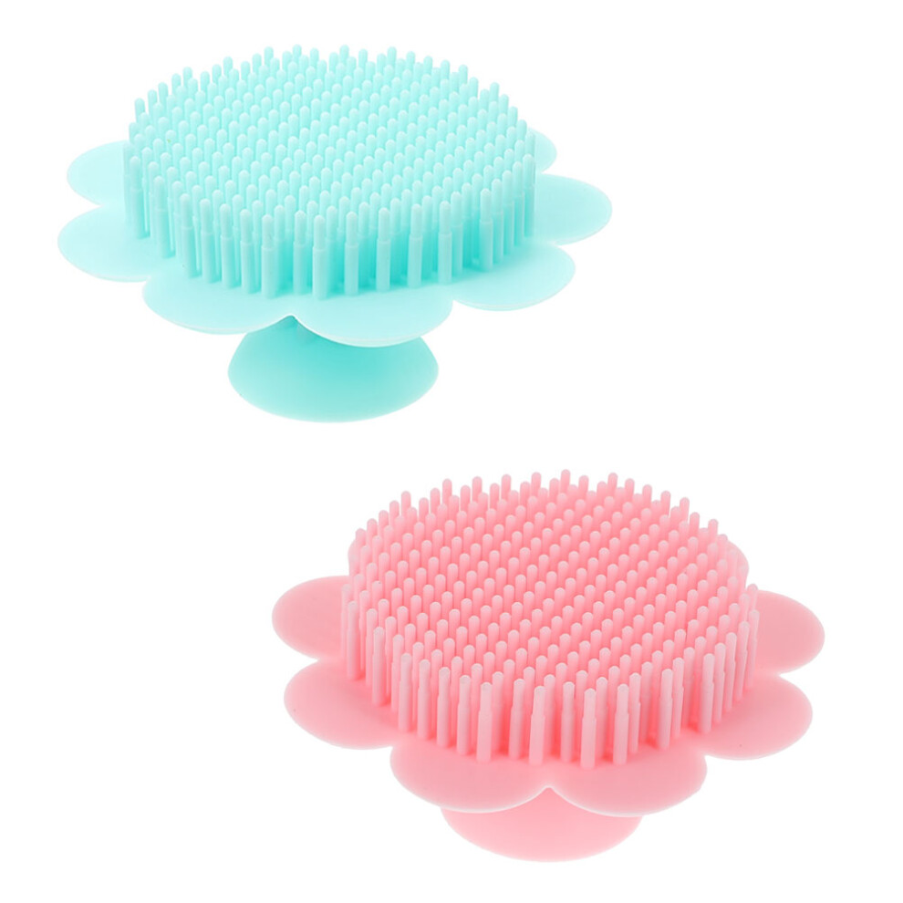 2Pcs Baby Silicone Brush For Hair Washing And Back Rubbing Totority