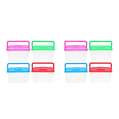 8Pcs Transparent Plastic Fish Breeding Box with Handle for Small Pets