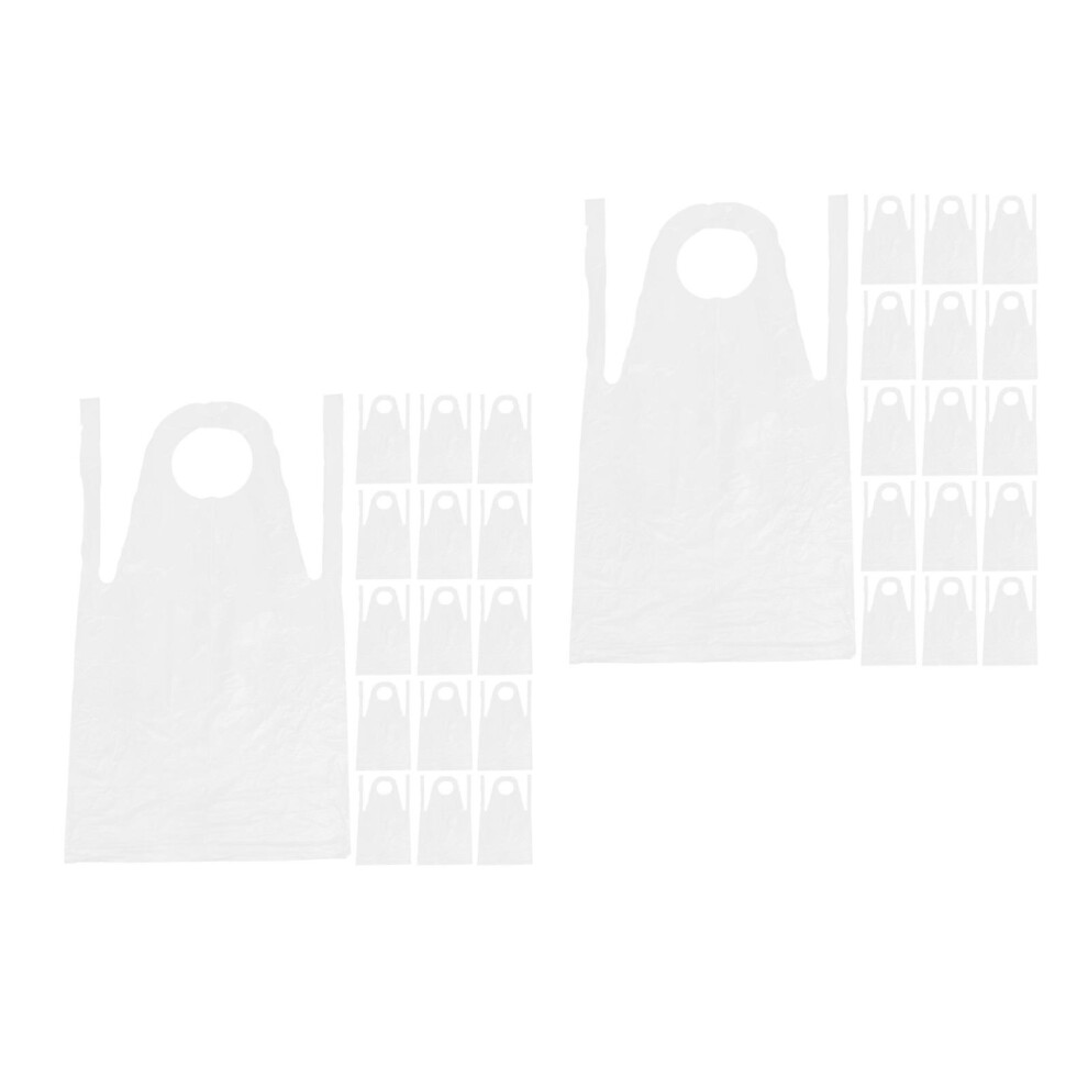 200Pcs Pink Waterproof Plastic Chef Apron Halter Neck For Kitchen Bbq 3703108482910