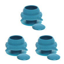 3Pcs Sky-Blue Silicone Puppy Milk Feeder Bowl Multiple Nursing Nipples