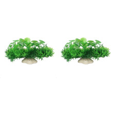 2Pcs Green Beige Plastic Aquarium Plants Lifelike Fish Tank Ornaments