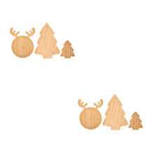 6Pcs Light Brown Xmas Tree Deer Wood Party Plates for Snacks