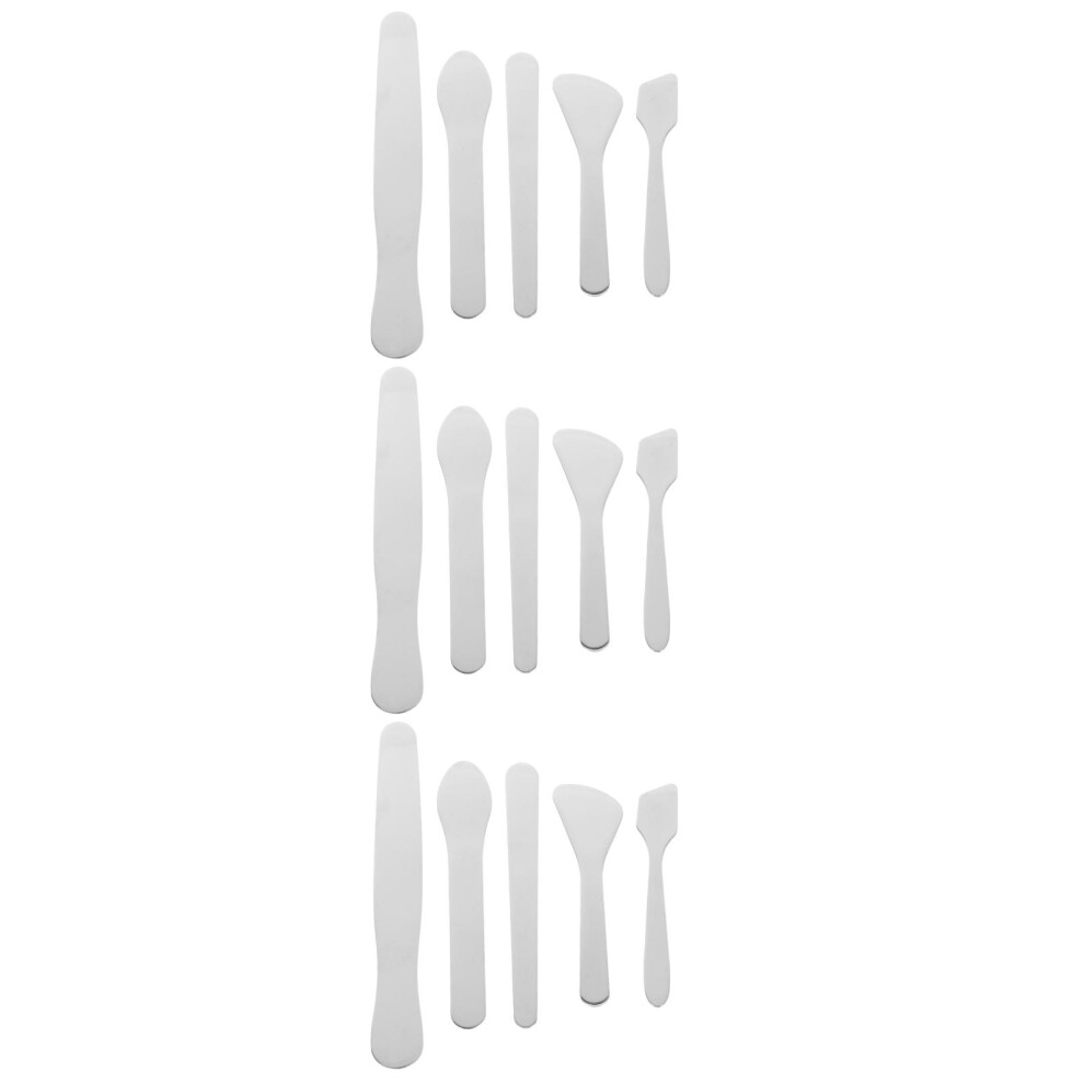 Inoomp Silver/Cream 15Pcs Mini Metal Skincare Spatulas Makeup Scoops For Home