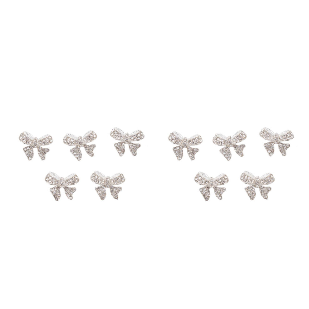 Artibetter Silver 10Pcs Bow Manicure Jewelry Nail Art Charms Diy Nail Ornaments