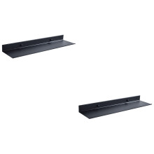 2Pcs Black Bathroom Shelf Wall Mount Floating Storage Rack Slim Design