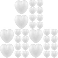 30Pcs White Foam Hearts for Craft Lightweight DIY Party Decorations