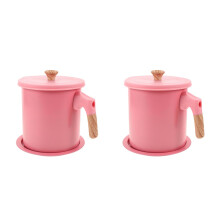 2Pcs Pink Stainless Steel Oil Strainer Pot with Fine Mesh for Kitchen