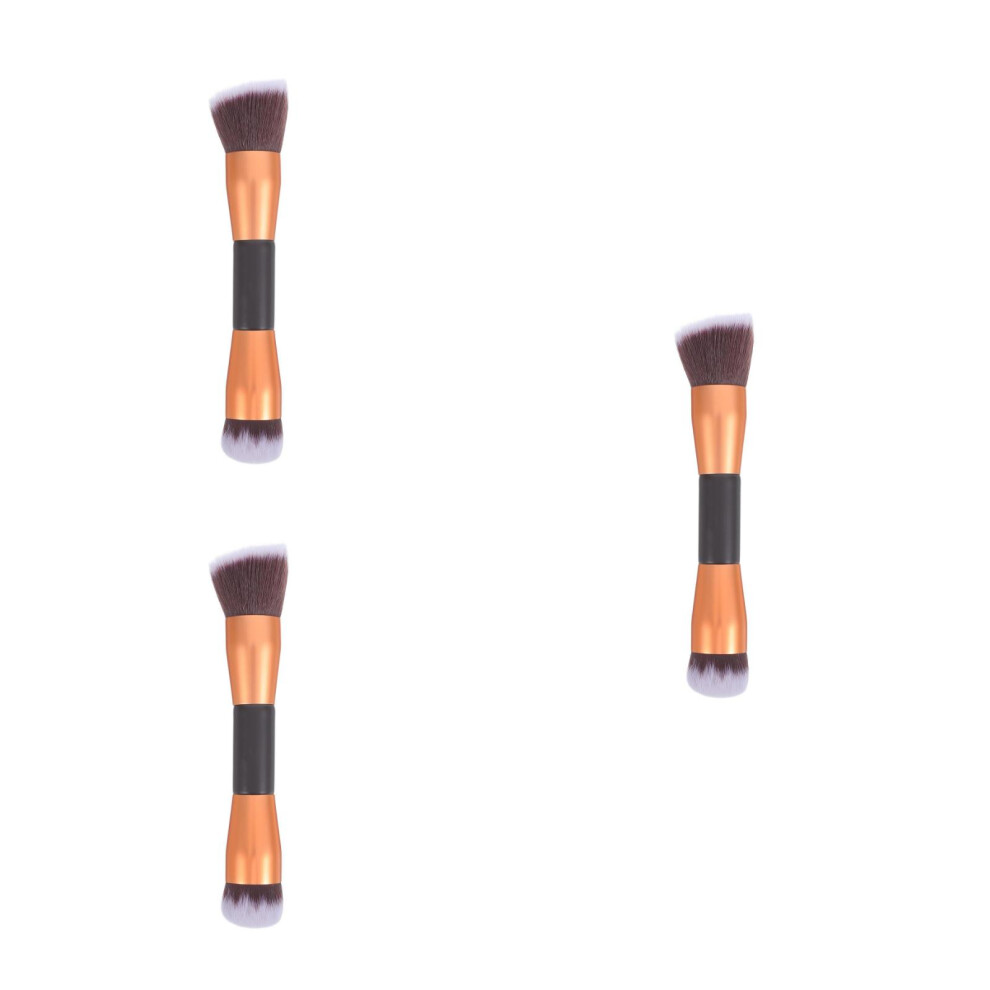 Villcase 3 Pieces Soft Blush Loose Powder Brush Double Ended Makeup Cosmetics
