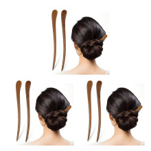 6Pcs Vintage Coffee Hair Stick Decorative Hairpin for Women Casual Use