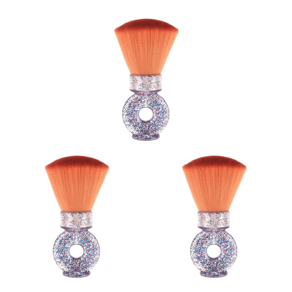 Totority Orange 3Pcs Manual Neck Duster Brush For Hair Salon Barber Accessories