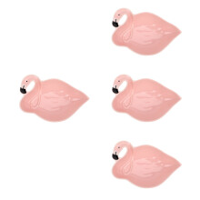 4Pcs Household Ceramic Serving Bowl Pink Cartoon Flamingo Decoration