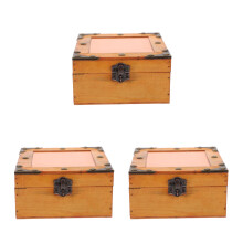 3Pcs Multi Wooden Keepsake Box Vintage Lockable Storage Container