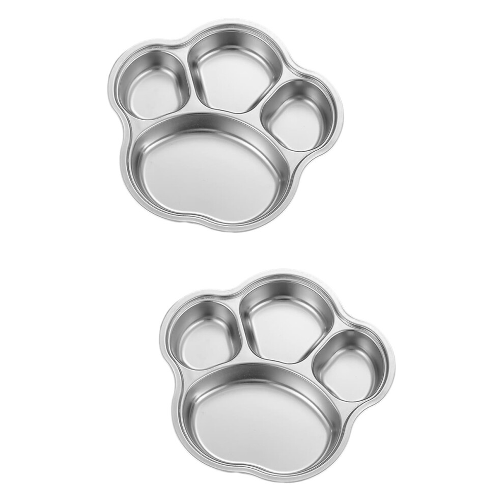 2Pcs Kids Stainless Steel Plates Divided Food Tray Design Ohphcall
