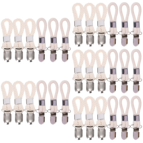 30Pcs Versatile White Cotton Loop Tea Towel Holder Clips for Home Use