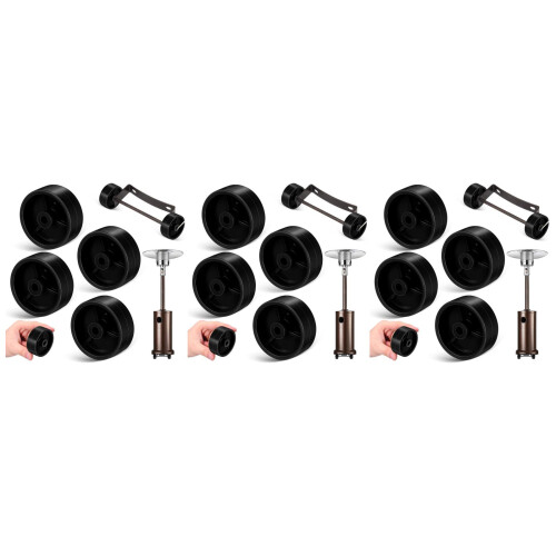12Pcs Durable Black Caster Wheels for Gas Patio Heater Replacement