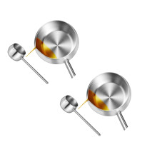 2Pcs Convenient Large Stainless Steel Oil Ladle for Home Kitchen Use