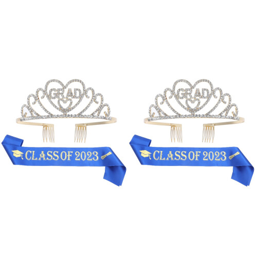 2Sets Graduation Crown and Sash Set Party Decoration