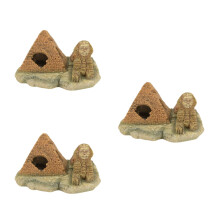 3Pcs Decorative Resin Pyramid Fish Tank Ornaments Light Brown Aquarium