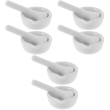6Sets Lab Porcelain Medicine Masher Bowl with Smooth Edges and Pestle