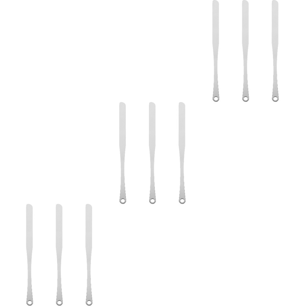 Ohphcall Silver 9Pcs Cosmetic Spatula Set Stainless Steel For Foundation Mixing