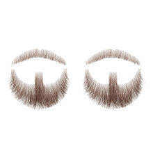 2Sets Lifelike Light Brown Fake Beard and Mustache for Party Cosplay