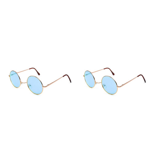 2Pcs Blue Round Retro Protection Lightweight Plastic Frame
