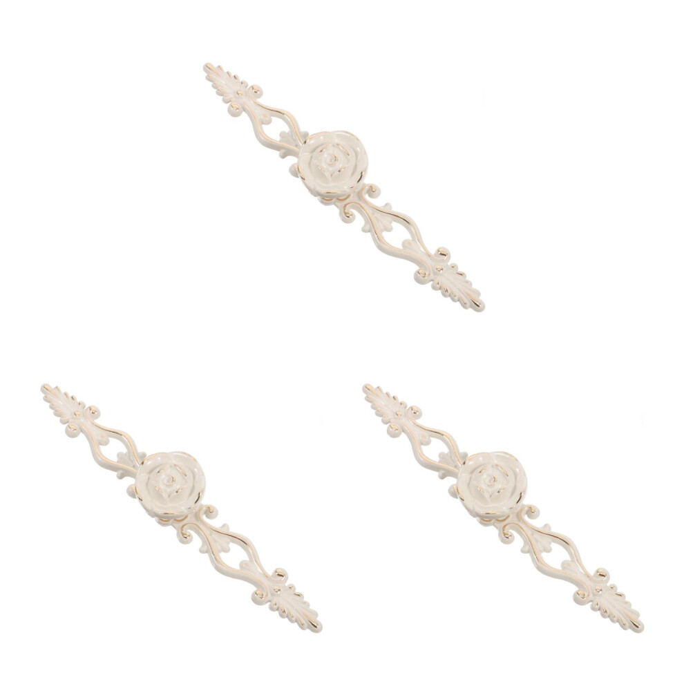 3Pcs Elegant Rose Vintage Drawer Knobs Zinc Alloy For Wardrobe Dresser 3703108409245