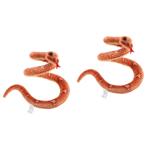 2Pcs Brown Simulation Plush Snake Toy Durable PP Cotton Prank Prop