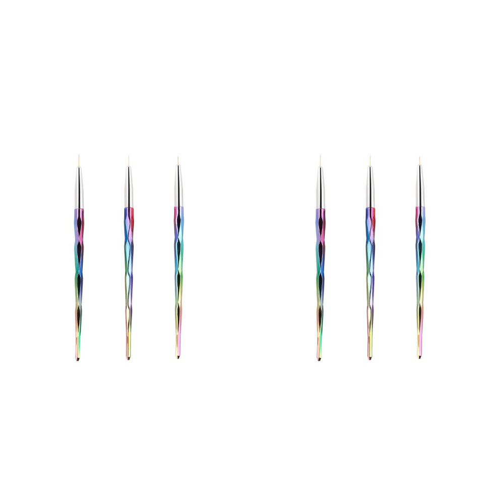 Ohphcall 6Pcs Nail Art Painting Pens Abs Assorted Colors Durable Manicure Tool