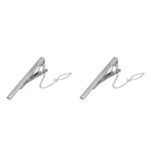 2Pcs Men’s Silver Metal Tie Clips Necktie Bar Clips for Decoration
