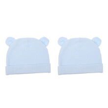 2Pcs Blue Infant Headwear Cotton Caps Baby Turbans Ear Design