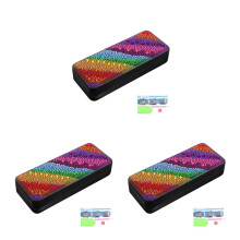 3Pcs Multi Color Eyeglass Case Hard Shell Crystal Diamond Art Design