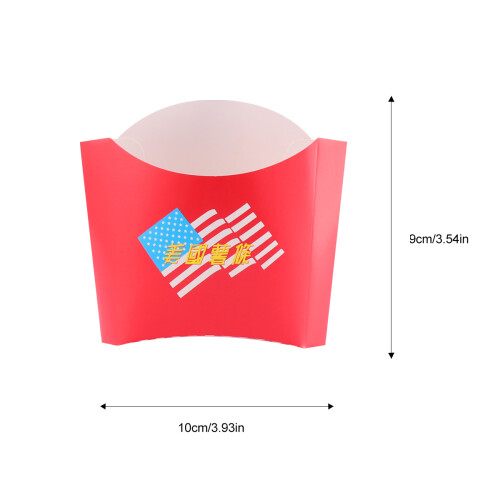 100Pcs Red Paper Chips Boxes Disposable Packaging for Snacks and Fries