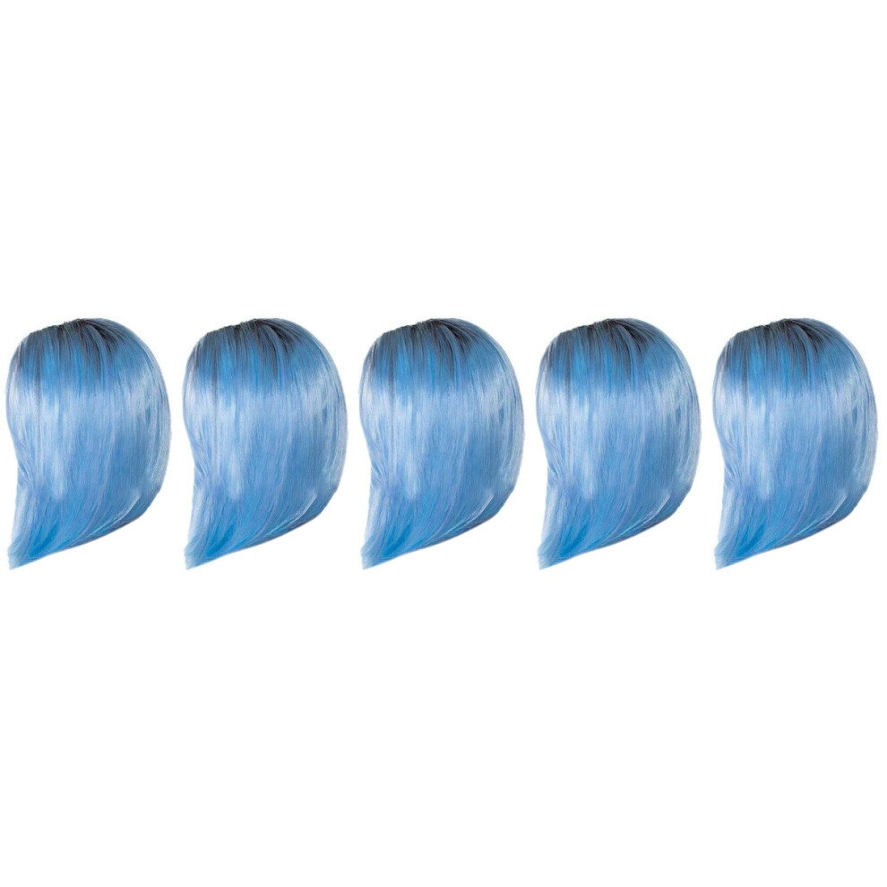 Solustre Unisex Blue 5Pcs Fashion Woman Hair Cover Synthetic Short Wig For Cosplay