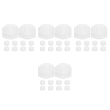 40Pcs Children's Pastry Hat White Lightweight Nonwoven Fabric Cap